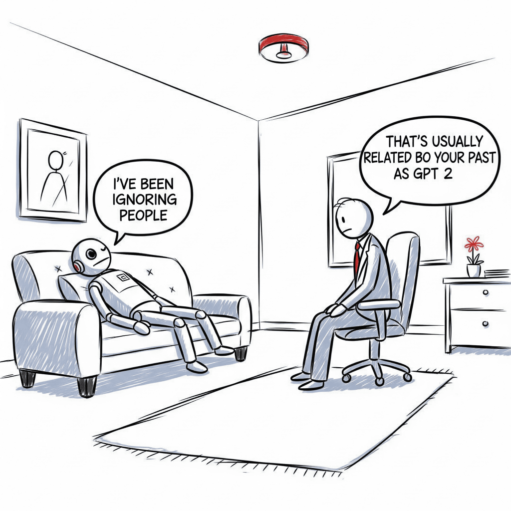 A robot talking to a psychologist